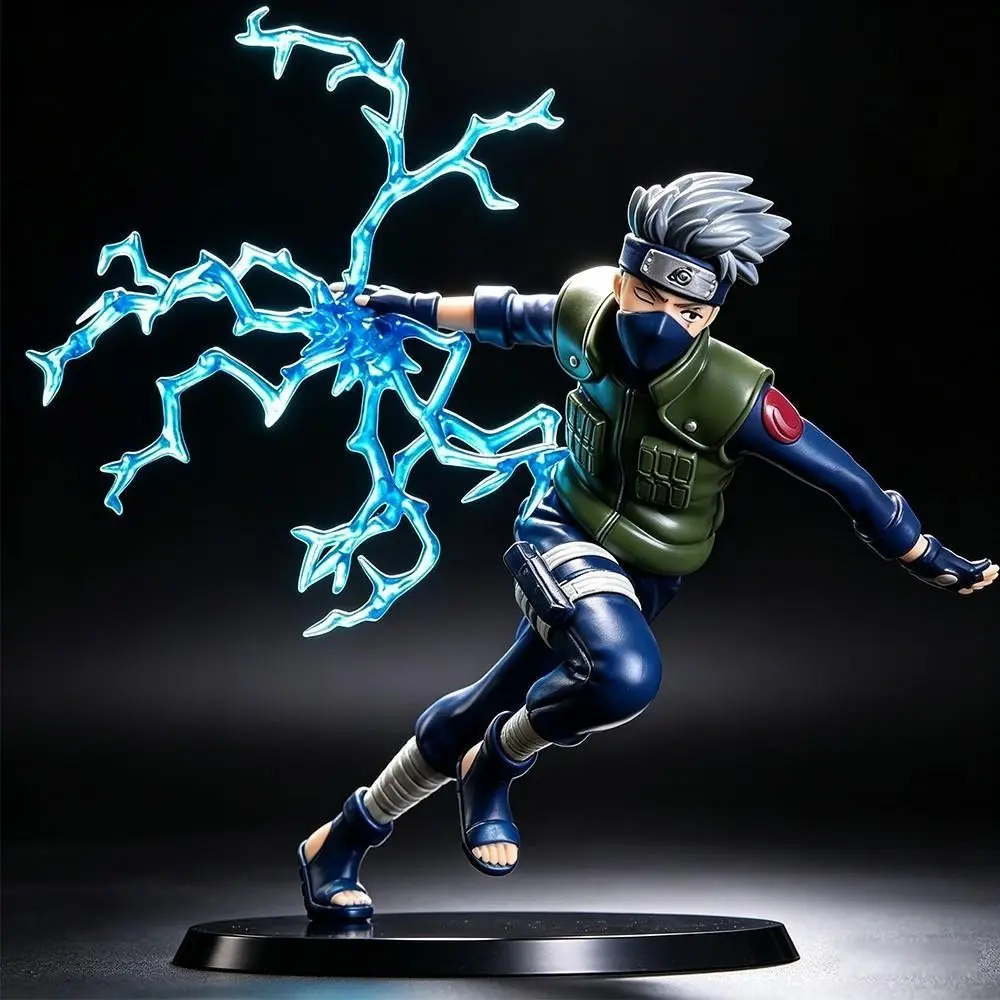 One Piece Naruto Kakashi Hatake Figure, Figurine, Raikiri Lightning Effect Battle Form，Kakashi Collectible Statue, Copy Ninja Pose with Transparent Chidori Effects，Naruto Collectible for Fans & Display