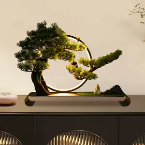 LED Bonsai Tree with Adjustable Brightness, Realistic Simulation Pine Desk Decor for Stress Relief & Zen Meditation, USB Powered Home Office Yoga Room Decoration and Gift Idea