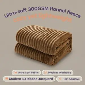 BedComfy throw blanket for couch- 300GSM Super Soft 3D Wide Ribbed Jacquard, Thick & Fluffy Double Sided Design, Cozy Warm Blanket for Couch, Sofa, Ideal Gift for Women, Men, Mom