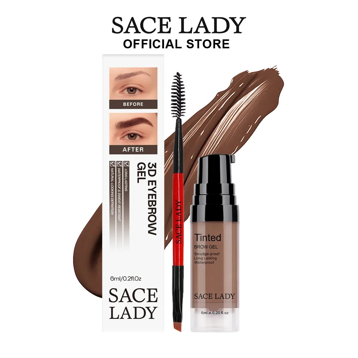 SACE LADY Long Lasting Eyebrow Gel Waterproof Pigemented Tinted Eye Brow Cream Makeup Kit SummerFinds,back to school