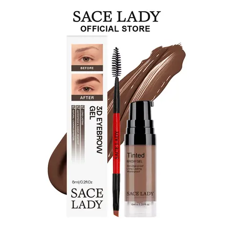 SACE LADY Long Lasting Waterproof Pigmented Tinted Eyebrow Gel - Eyebrow Styling Gel, 01 Light Brown, Flawless Makeup Kit with Makeup Brushes Set for Adults (SummerFinds)