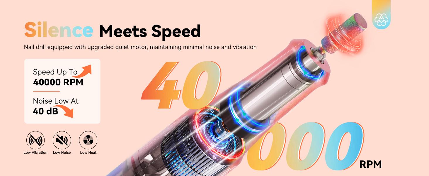 SAVILAND Electric Nail Drill 40,000 RPM Upgraded Portable Nail Drill Beautiful Gradient Sunset Design Ideal Nail Care Cutics Treatment & Manicure