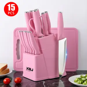 15 piece stainless steel kitchen knife set | Sharp and durable blade for cutting meat, bone and skin, slicing knife, bone cutting knife, fruit knife, kitchen scissors, knife sharpener