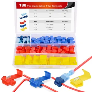 Nilight 100PCS Quick Splice Solderless Wire and T-Tap Electrical Connectors 22-18 18-14 12-10 AWG T Tap Insulated Terminal Assortment Kit