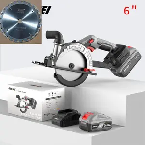 6-inch cordless circular saw, 150mm blade diameter, 55mm maximum cutting depth, brushless motor, cordless circular saw comes with two 4.0Ah batteries, aerospace-grade materials, capable of cutting tiles, wood, laminates, and stone.mechanic tools