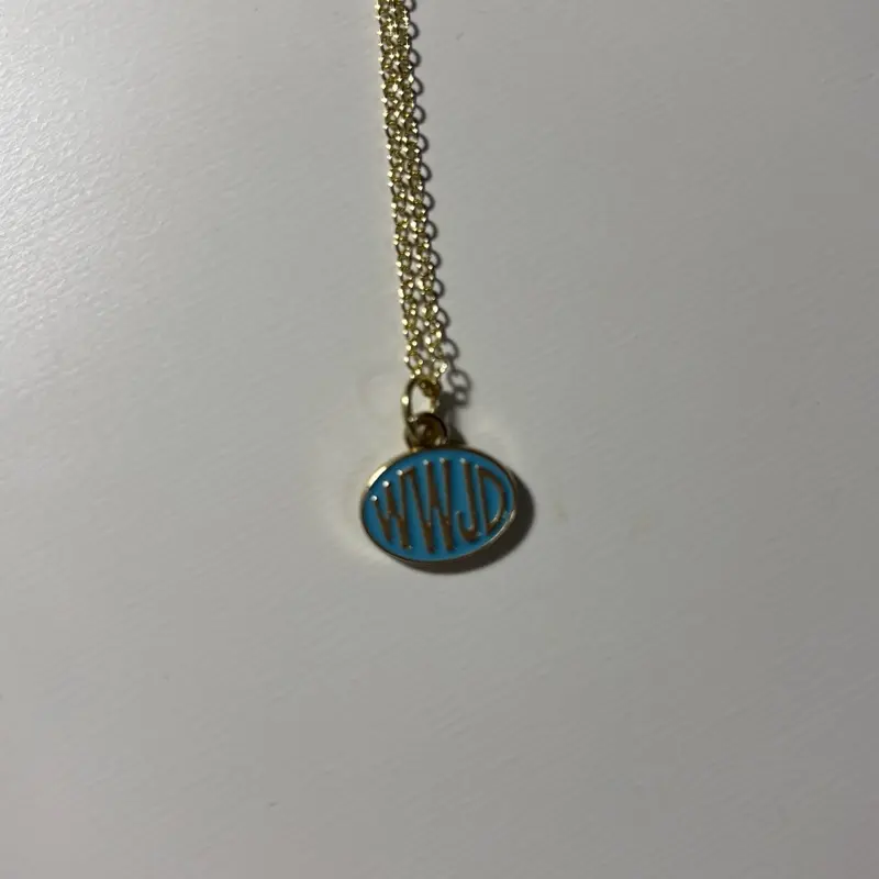 WWJD blue and gold necklaces