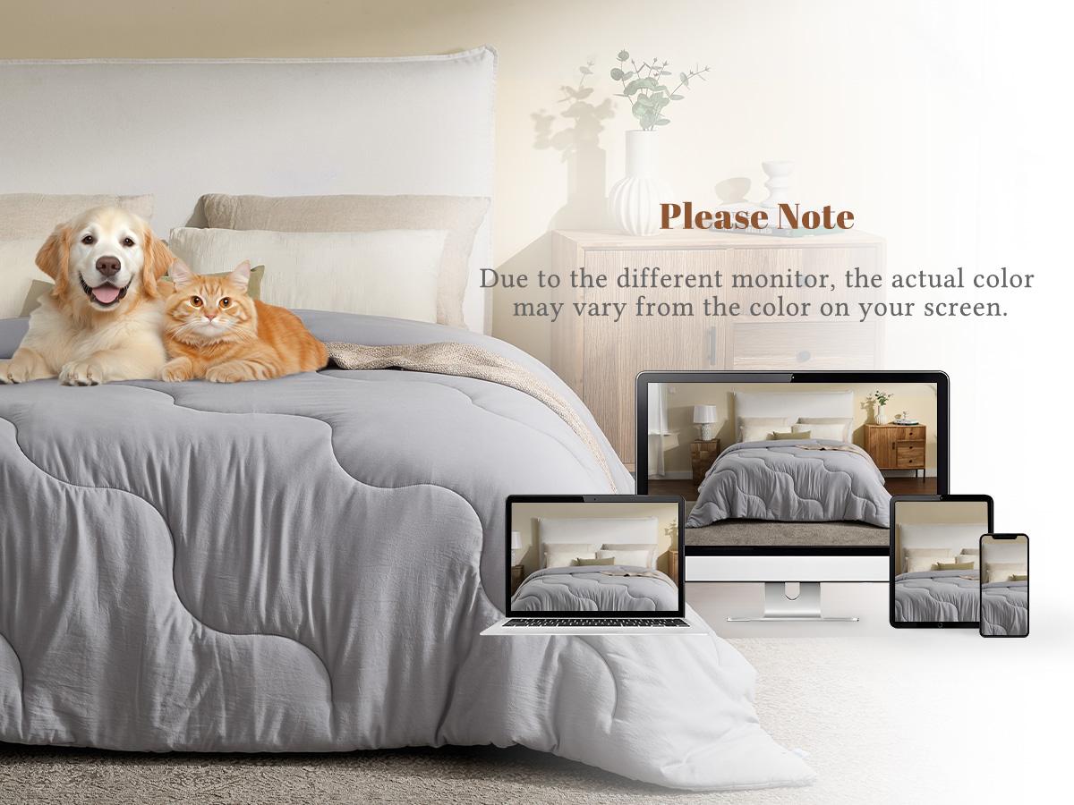 【BEDLORE】Wave Quilted Comforter Duvet Insert, Soft Down Alternative with Corner Tabs, All-Season Comforter, Machine Washable for Bedroom Use