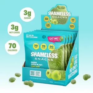 Shameless Snacks Green Apple Blast - Healthy Low Calorie Candy, Low Carb Keto Gummies (Gluten Free Snack) Dietary Fiber Fruit Flavored