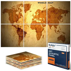 BUBOS 6 Pack Self-Adhesive Acoustic Wall Panels,70.8" x 47.2" Sound Panels Noise Reducing for Wall,Decorative Acoustic Panel Sound Absorbing,Sound Proofing Panel for Studio, Home,Office(World Map)