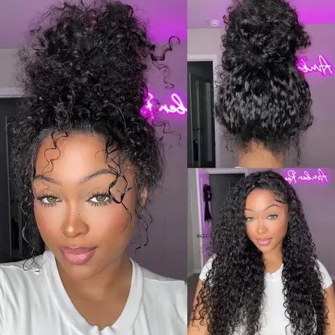【 TikTok Favorite 】 Clearance Sale Water Wave Invisi Strap Snug Fit Ashimary Hair 360 Transparent Lace Frontal 150% Density Bleached Knots Transparent Lace Wig With Drawstring 100% Human Hair Wig#Summervibes, Invisible Drawstring Wig