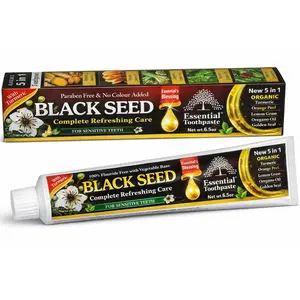 Organic Black Seed Essential Toothpaste 5 in 1 100% Fluoride Free & Vegetable Base for Seneitive Teeth.