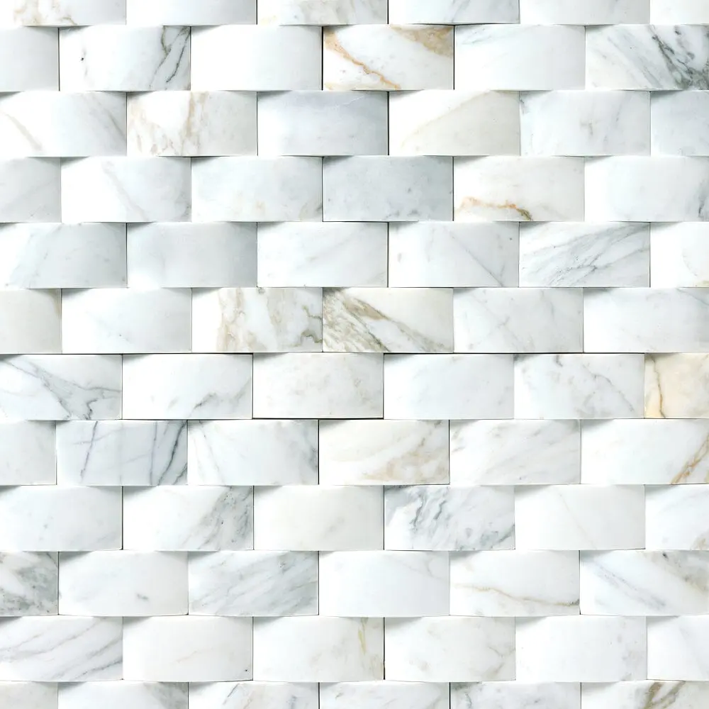 Calacatta Gold 3D Cladding 2x4 Polished/Honed Marble Mosaic Tile