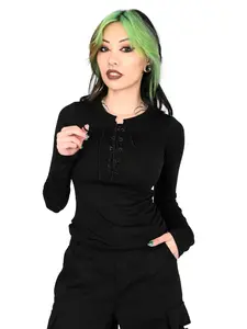 Lace Up Long Sleeve Top FOXBLOOD