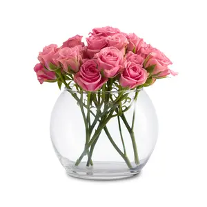 Libbey Footed Bubble Glass Vase - Elegant Bubble Vases Set of 12 - Versatile Potpourri Bowl for Terrarium Plants, Flower Petals, Snacks & More