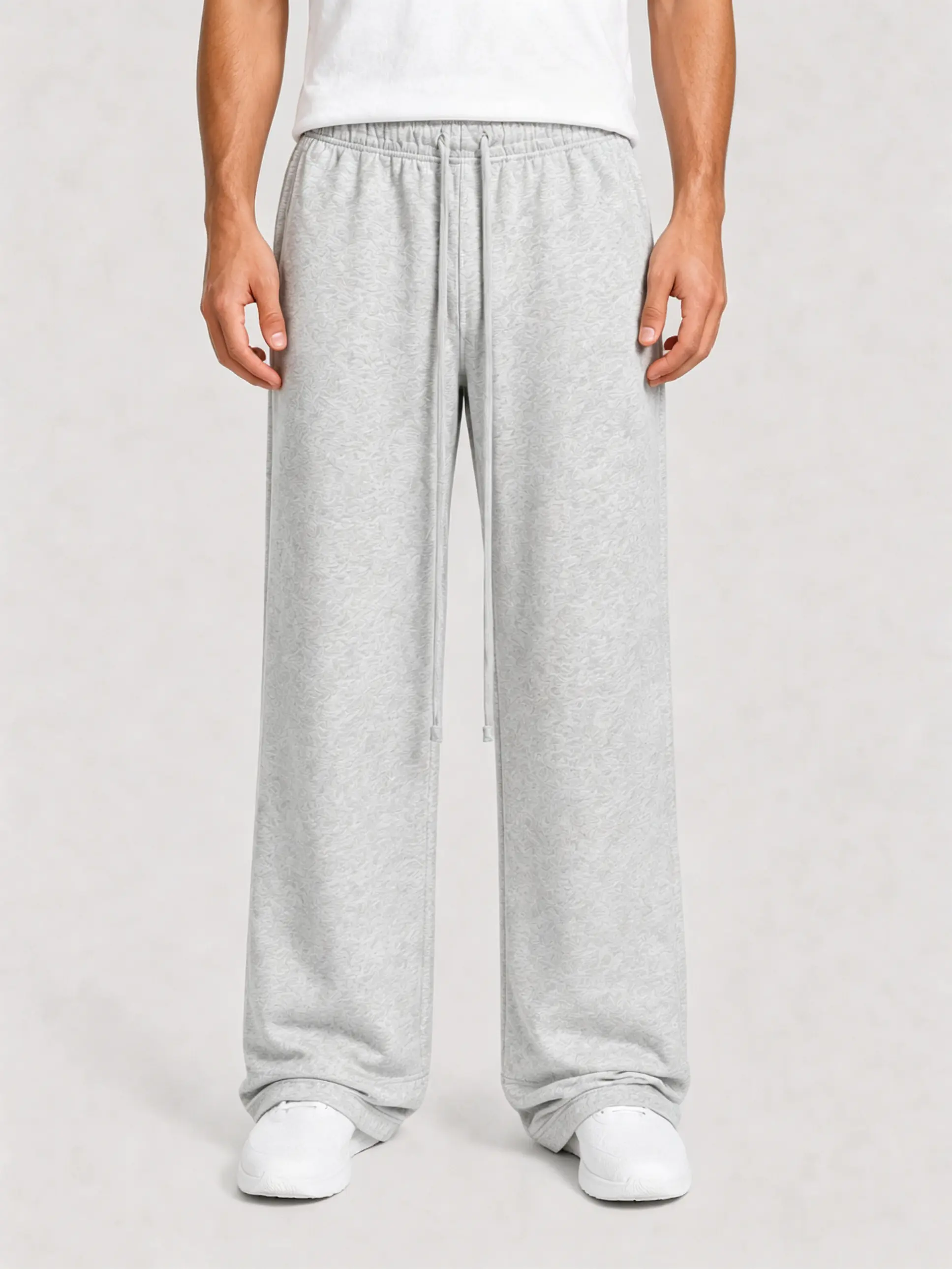 Men's Open Hem Sweatpants - Elastic Waist, Sporty Chic Style, Clean Design, Unisex Casual Streetwear Loungewear Bottoms