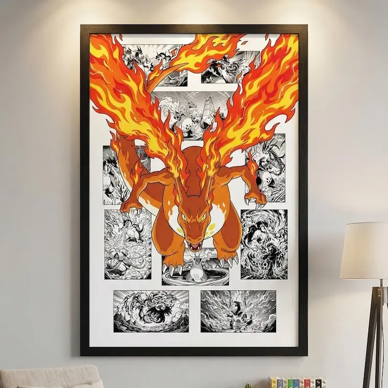 G-Max CharizardPoster, Japanese Style Legendary Inspired Anime Artwork, Wall Art for Bedroom Decor, Unframed Wall Art, Home Decor Print Artistic