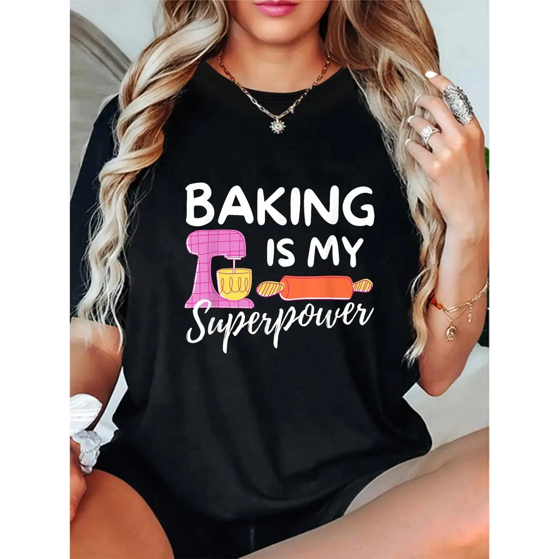 100% Cotton Baking Is My Superpower - Funny Baker & Baking Gift T-Shirt