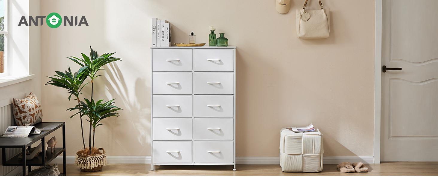 Tall Fabric Storage Tower Dresser with 10 Drawers and Wood Top for Bedroom Tall Fabric Storage Tower Dresser with 10 Drawers and Wood Top for Bedroom