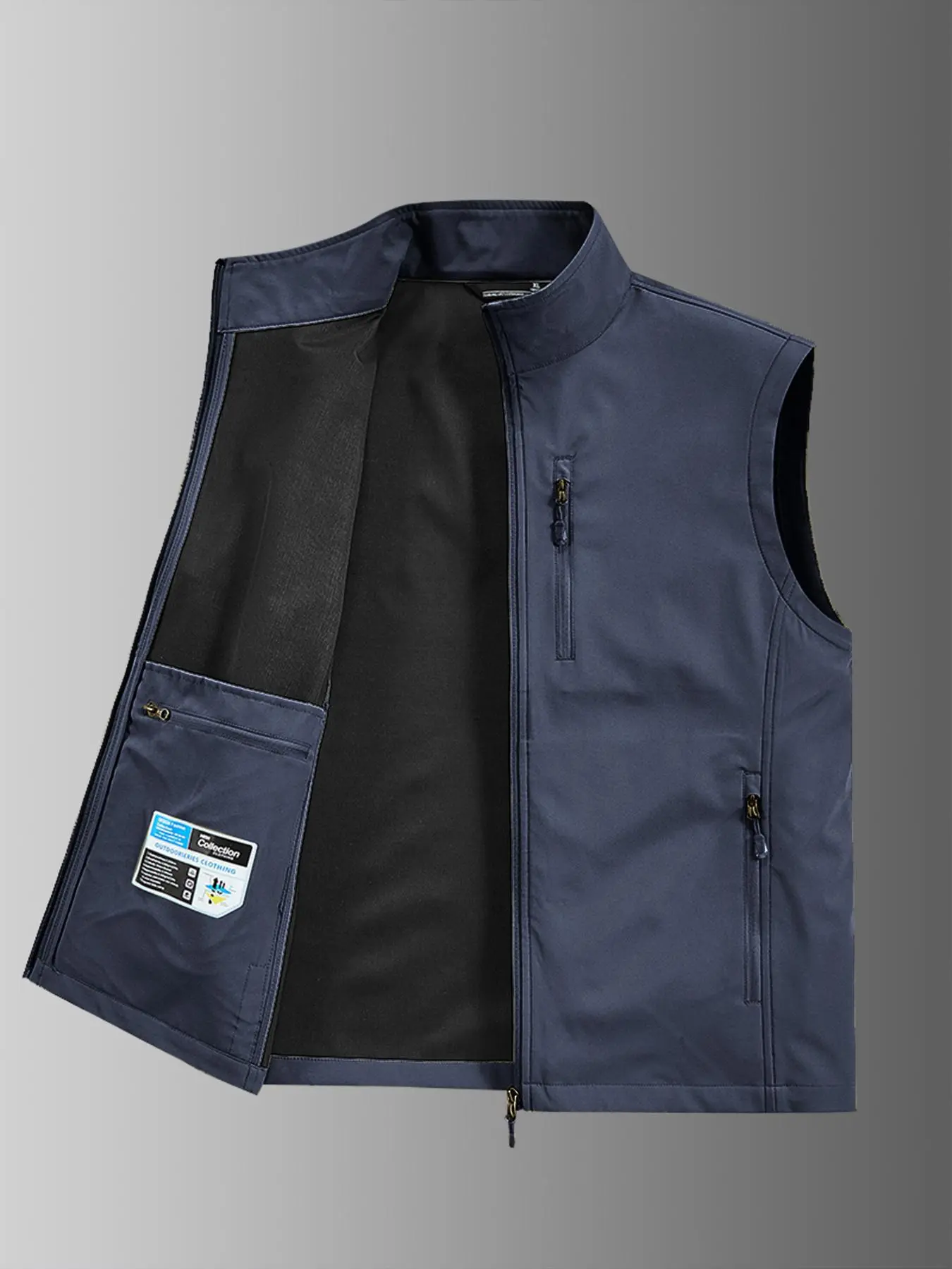 Men's Solid Pocket Zip Up Vest Jacket Gilet, Regular Fit Casual Lightweight Sleeveless Outerwear for Golf Running Hiking, Men's Clothes for Summer, Sleeveless Waistcoat, Menswear