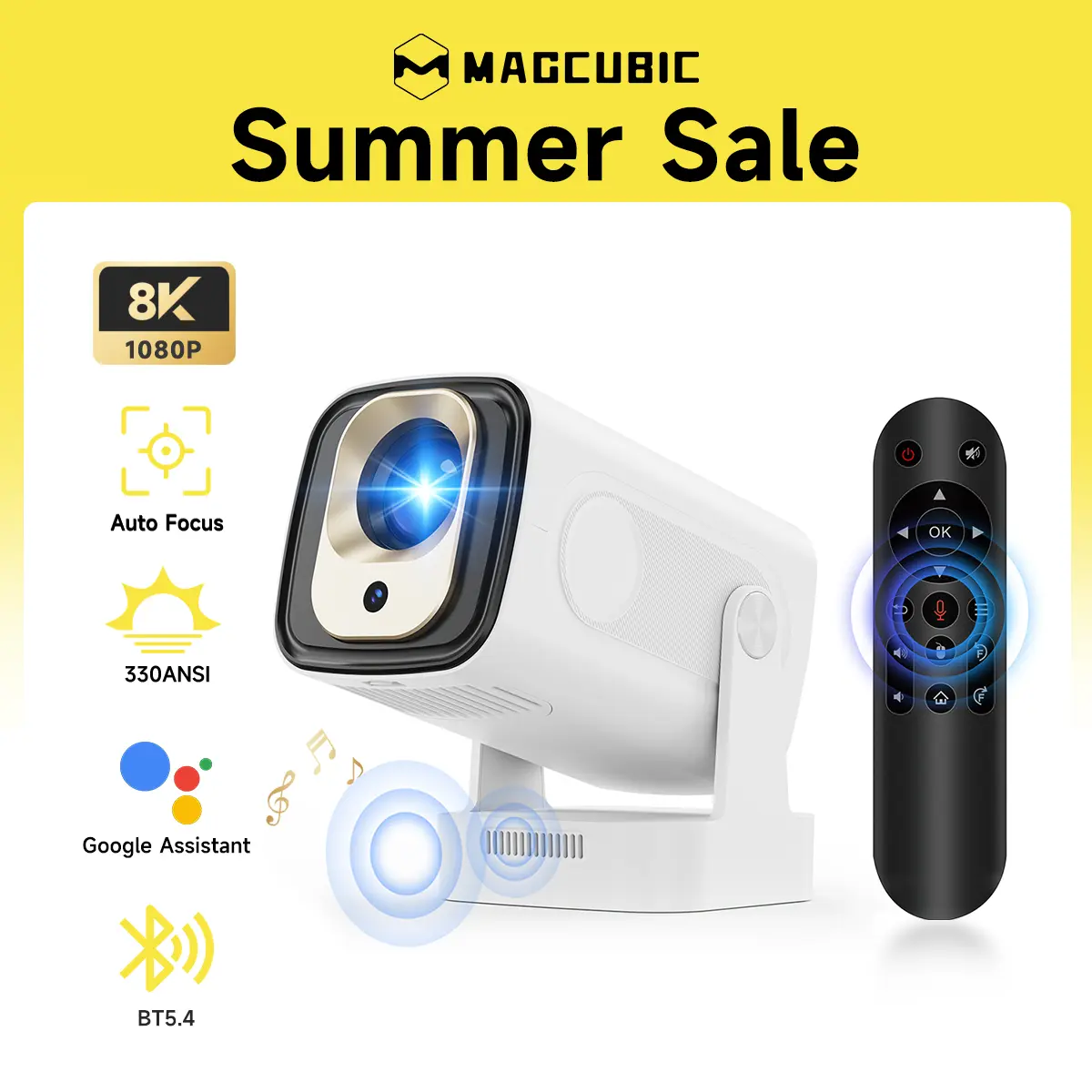 [US warehouse] Magcubic Auto Focus HY310 Projector 330ANSI Google Assistant 8K Decode Native 1080P BT5.4 WIFI6 Android 14 Built-in Speaker Allwinner H726 60Hz Reflash Home Cinema Mini Portable Projector Wireless Local #SummerFinds #DealsForYouDays