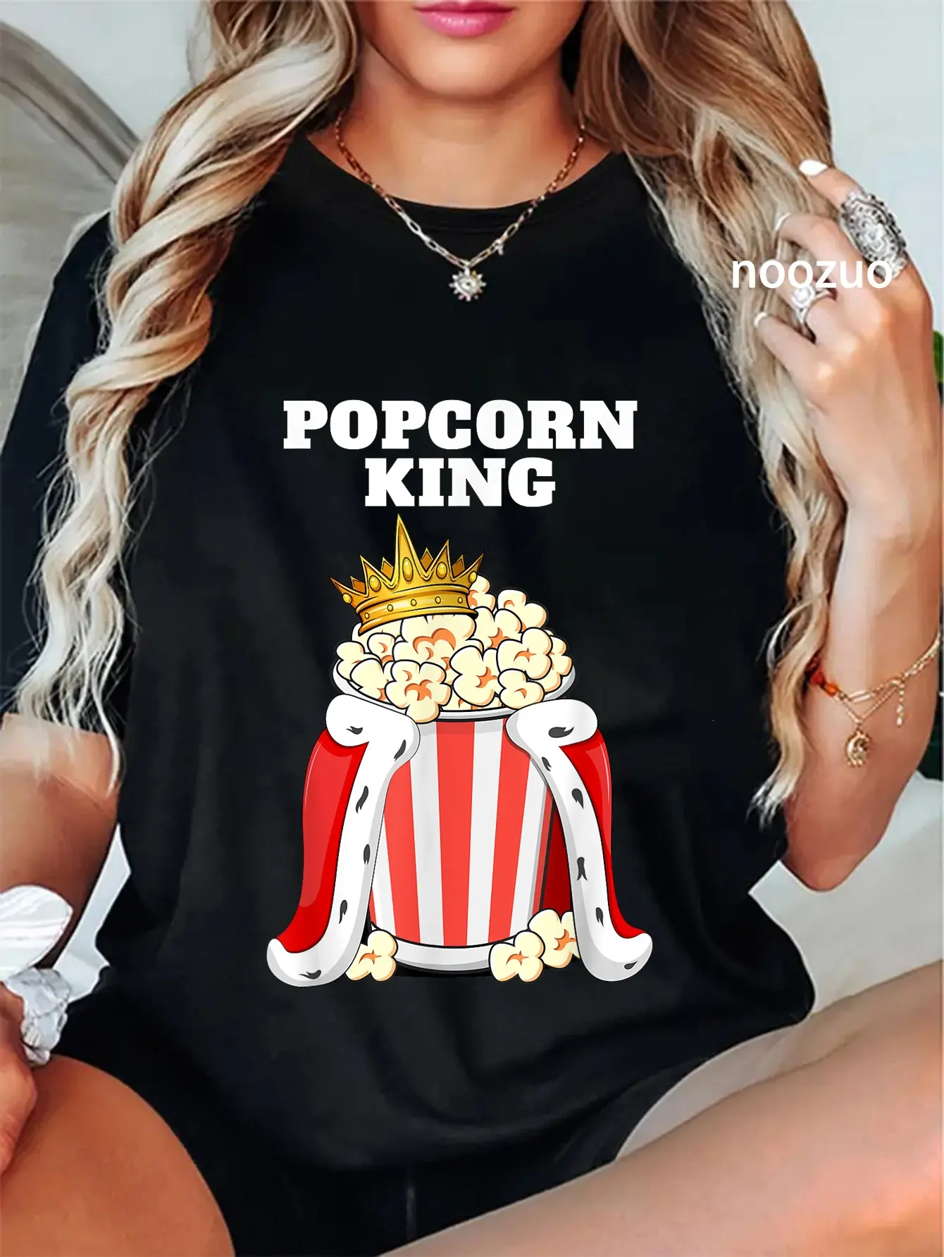 100% Cotton Popcorn Queen | Womens Popcorn Lover Shirt | Cute Popcorn T-Shirt