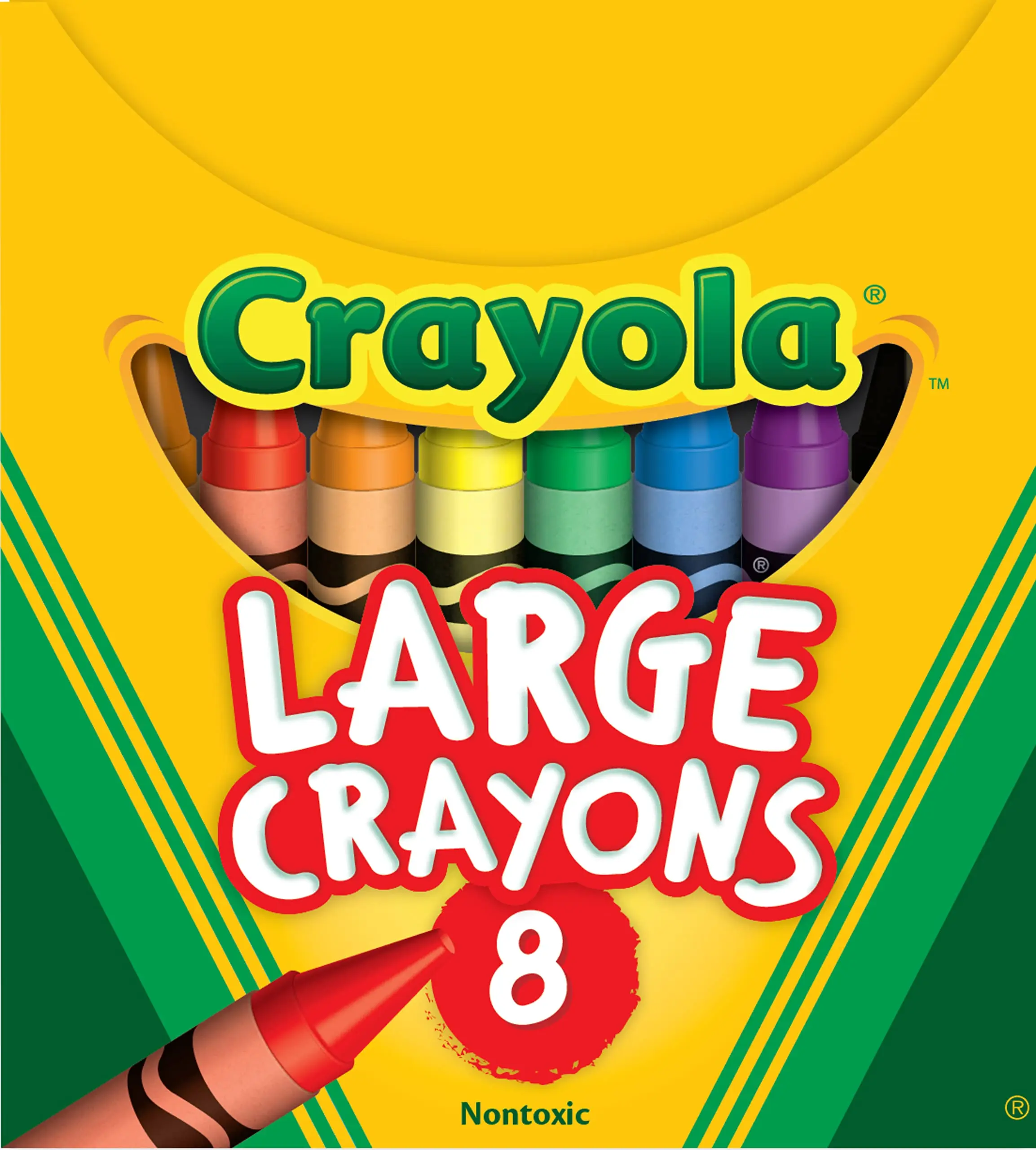 Crayola Large Assorted-Color Crayons, 8-Count Safe Fun Artistic School Supplies for 3-4 Year Old Kids' Creative Activities, Unisex Arts & Crafts Toy