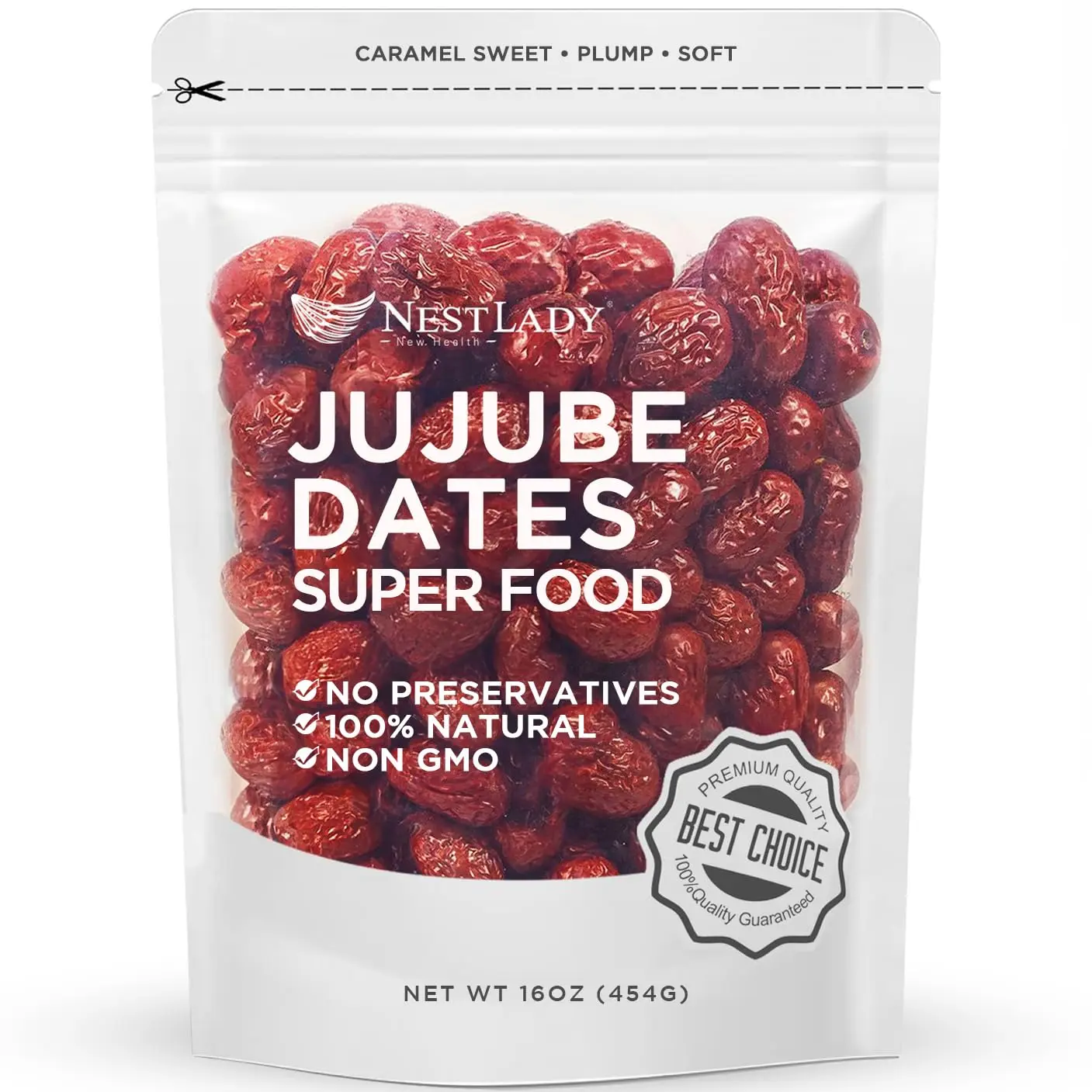 NESTLADY  Jujube Date, Red Date, Improve sleep, | High Grade Superfood | Healthy Dried Fruit |  Natural | Non-GMO | Sweet and Chewy Net weight: 454g (1LB), Packed in USA