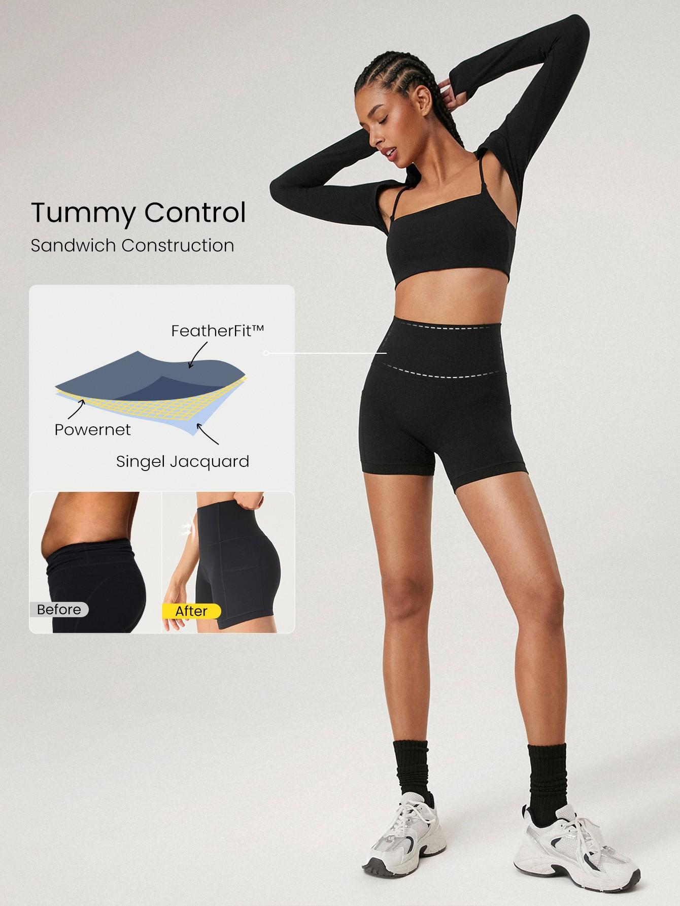 GLOWMODE 4.3" FeatherFit Anti-Slip Pocket Bike Shorts Non Front Seam Low Impact Cycling Running Gym Workout Summer TikTokShopBlackFriday