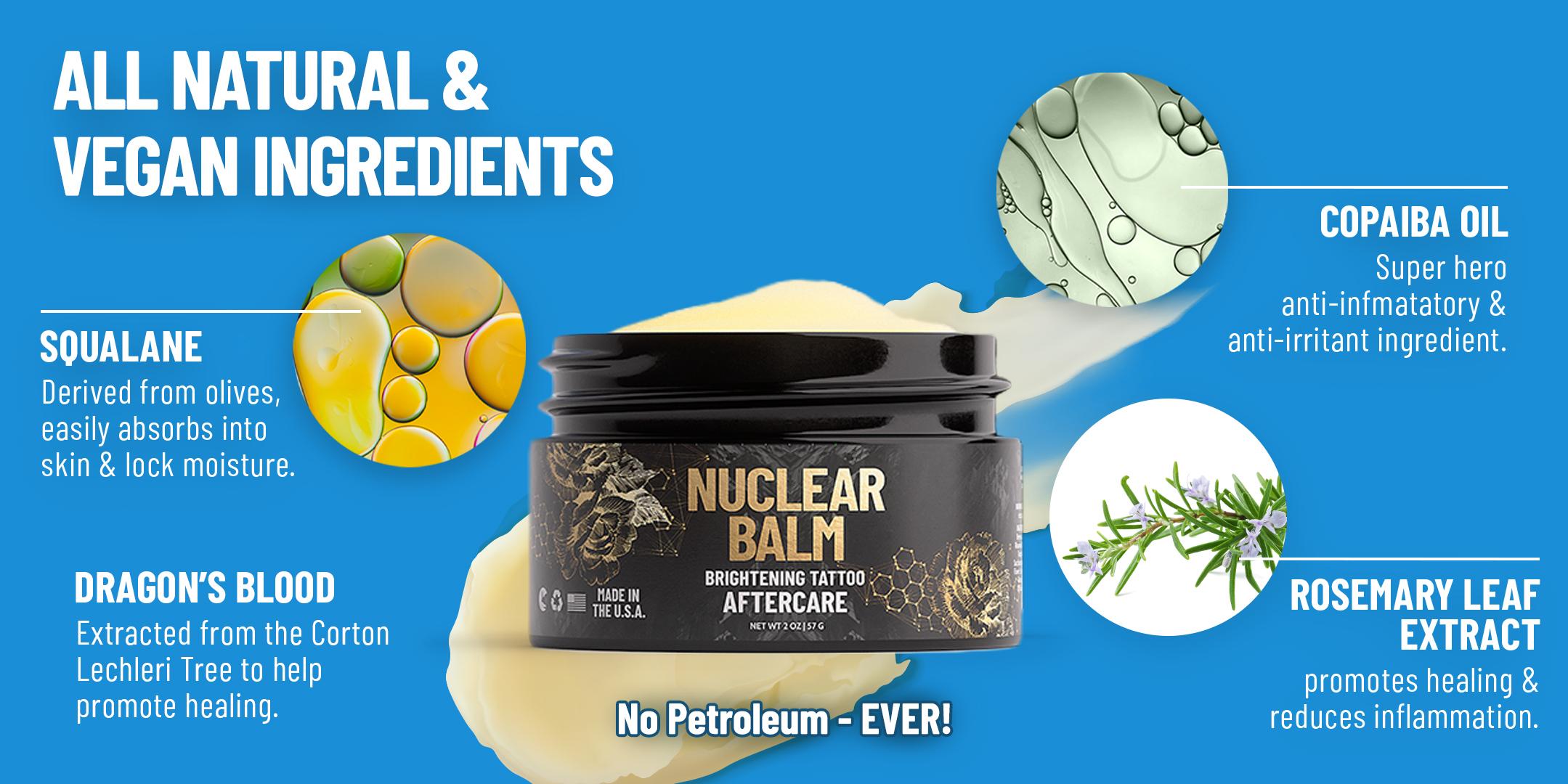 Nuclear Balm Tattoo Brightening Cream - 2 oz Hydrating Moisturizing Vegan Aftercare for Fresh & Old Ink - Made in USA