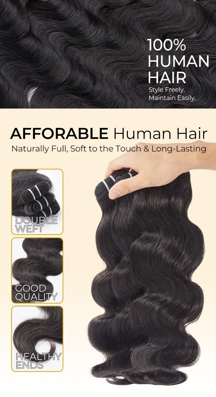 [Wequeen] 10-Min Ready Hairstyle Body Wave Human Hair Bundles with Free Flexi Rods, No Heat Curls Kit Versatile Styles Human Hair Set