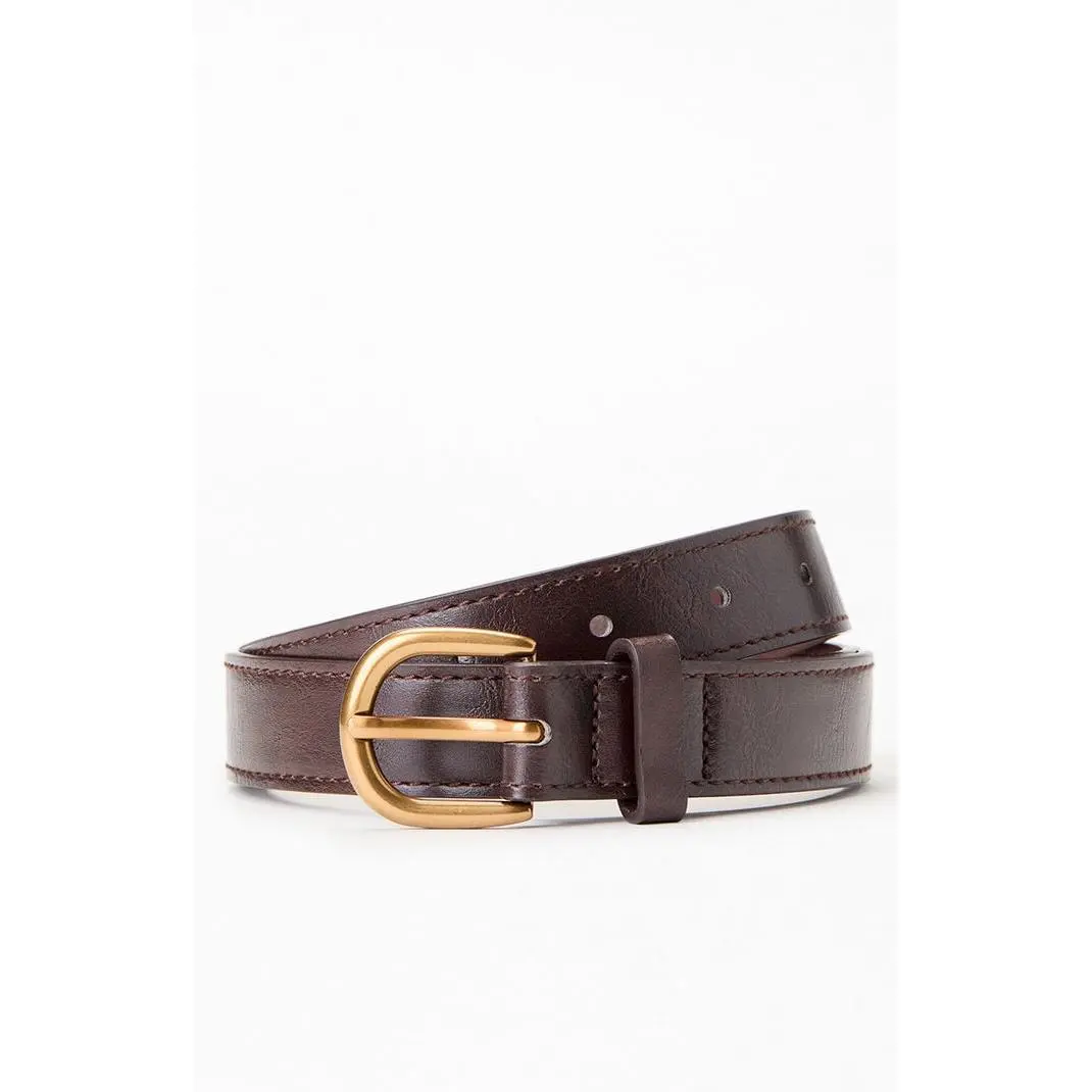 John Galt Women's Faux Leather Buckle Belt