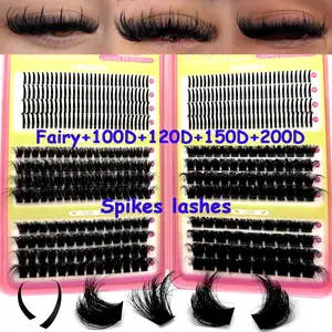 200D/160D/120D/100D/80D/60D Spiky Lash Clusters ,  Fluffy & Thick Cartoon Natural Spiky Cluster False Eyelashes, Fairy Cluster Lashes, Thin Cartoon Lashes, C D DD Curl, Single Strand Mink Hair False Lashes, Eyelash Extension, Full Coverage, DIY At Home