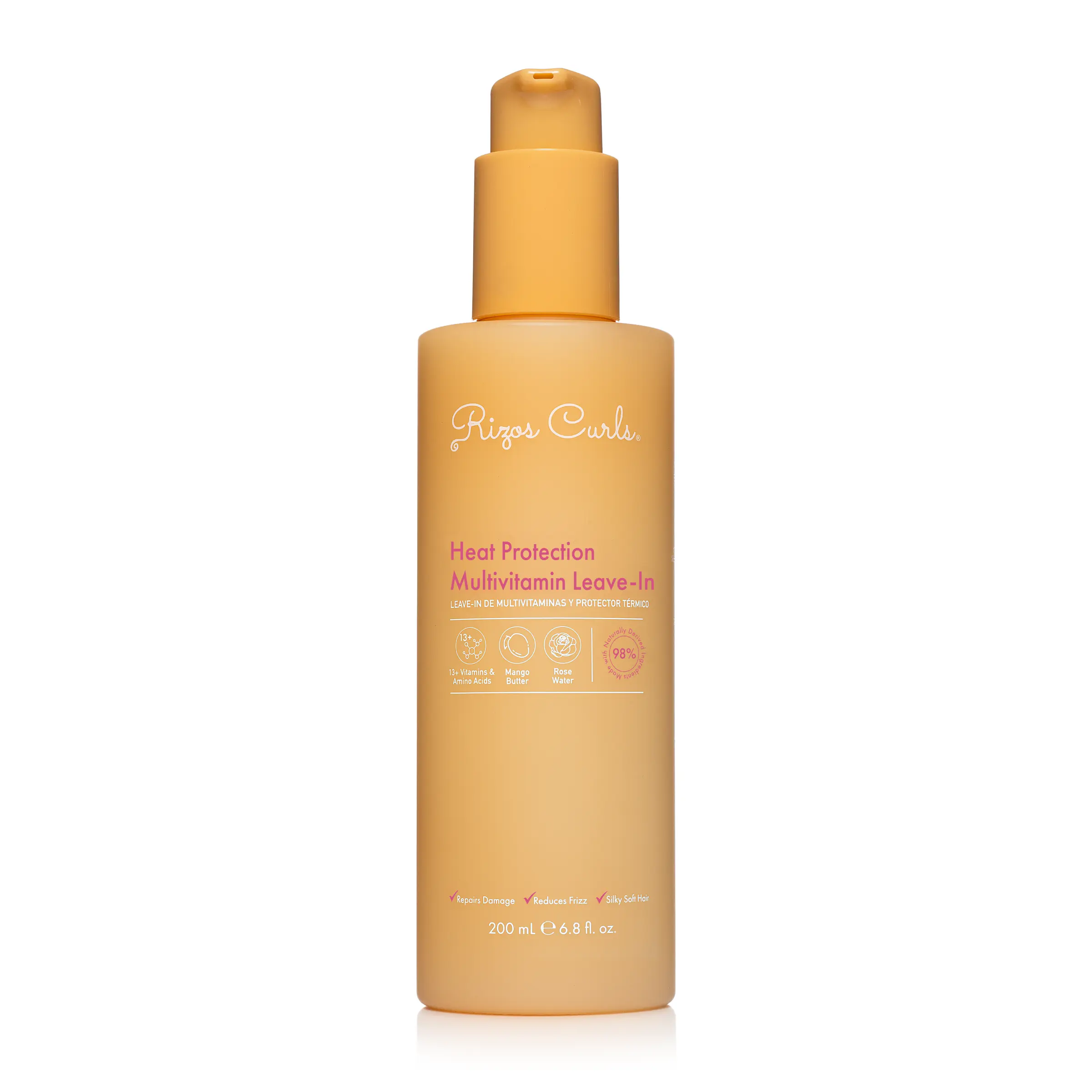 Rizos Curls Heat Protection Multivitamin Leave-In, Smoother, Softer, Moisturized Hair, Frizz Control, nourishing, lightweight, for silky, soft hair