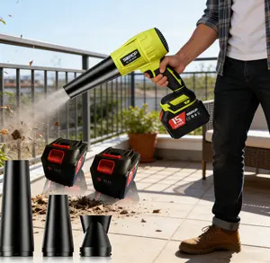 Cordless 1500W Turbo Power Air Blower, Brushless Pure Copper Motor, Violent Turbo Fan for Leaf Cleaning, Car Drying, Snow Blowing & Home Improvement