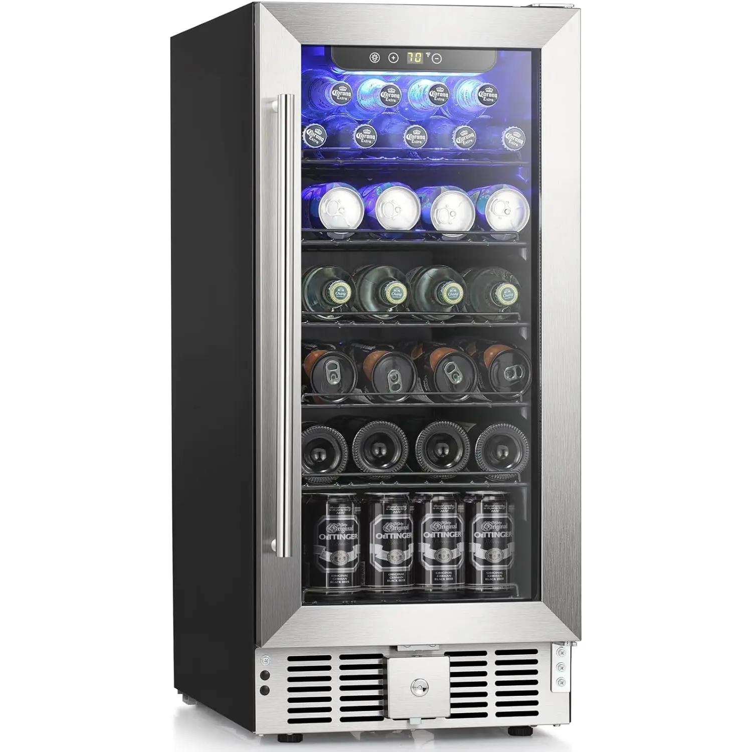 Antarctic Star 2.9 Cu.Ft Mini Fridge - Climate-Controlled Adjustable Temperature Beverage Cooler with Transparent Door, LED Lights for Soda Storage at Home & Bar, Safety Lock