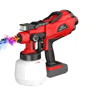 Paint Sprayer, Brushless Electric Cordless Handheld HVLP Spray Gun With LED Light For House Painting
