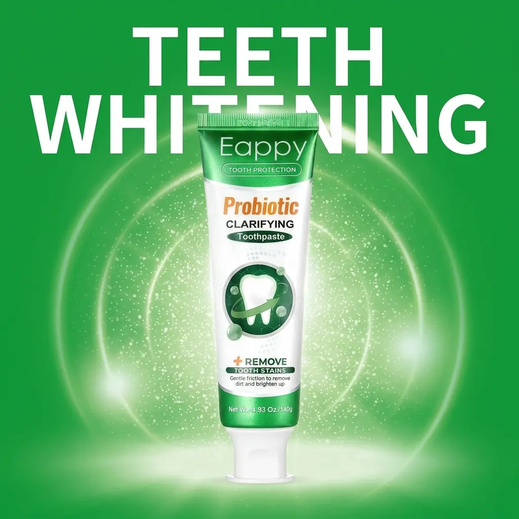 Eappy Teeth Whitening & Probiotic Toothpaste | Instant Fresh Breath, Remove Coffee Stains & Support Healthy Gums (140g)