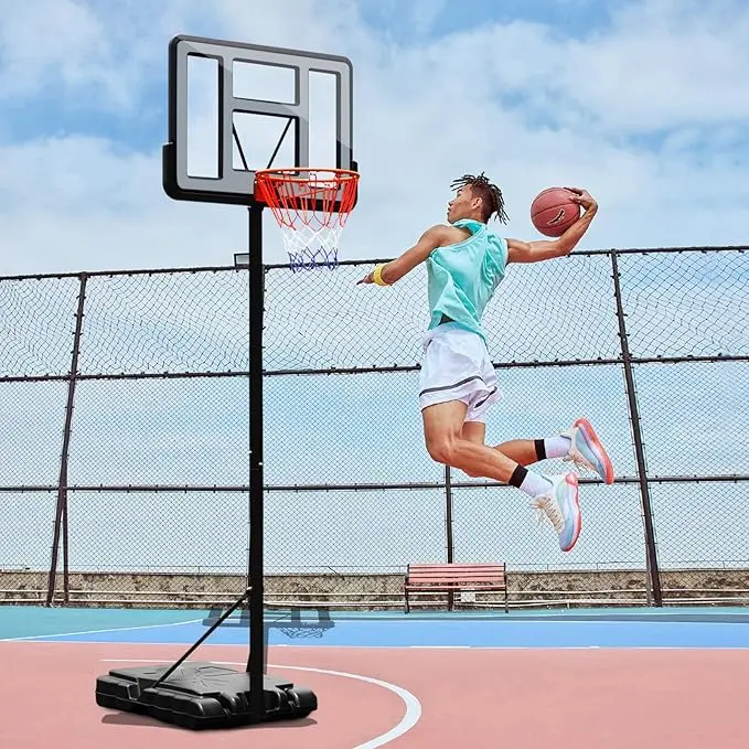 Portable Basketball Hoop, Height Adjustable Basketball Goal System, Shatterproof Backboard, Outdoor Basketball Hoop Goals for Backyard Pool Indoor Outdoor