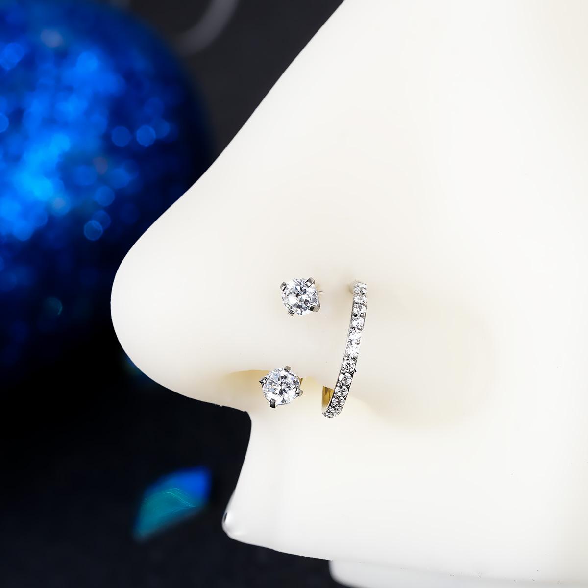 Oufer 18G/20G Horseshoe Ring AAA+ Grade CZ Stones 316L Stainless Steel 7mm 8mm 10mm Sizes Stylish Durable Unisex Nose Hoop for Nostril Cartilage Lobe Piercing