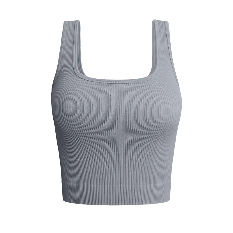 OYV Women's 1 Piece Tank Top Ribbed Seamless Workout Exercise Shirt Yoga Crop Top
