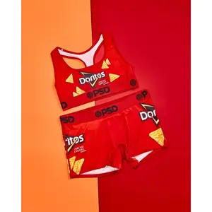 PSD Womens Doritos Nacho Cheese Sports Bra and Boy Short Matching Set - Soft, Comfortable & Breathable Core Standard Fabric
