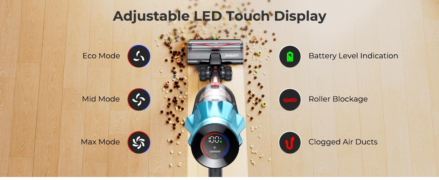 [Self-Standing] Honiture X7,550W/45Kpa, 60Mins Runtime, Touch Screen, Anti-Tangle, Charging Station,New Model Cordless Vacuum Cleaner Home Appliances