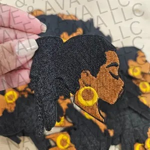 Black Girl Pony Tail  Hat Patch (1 Patch)