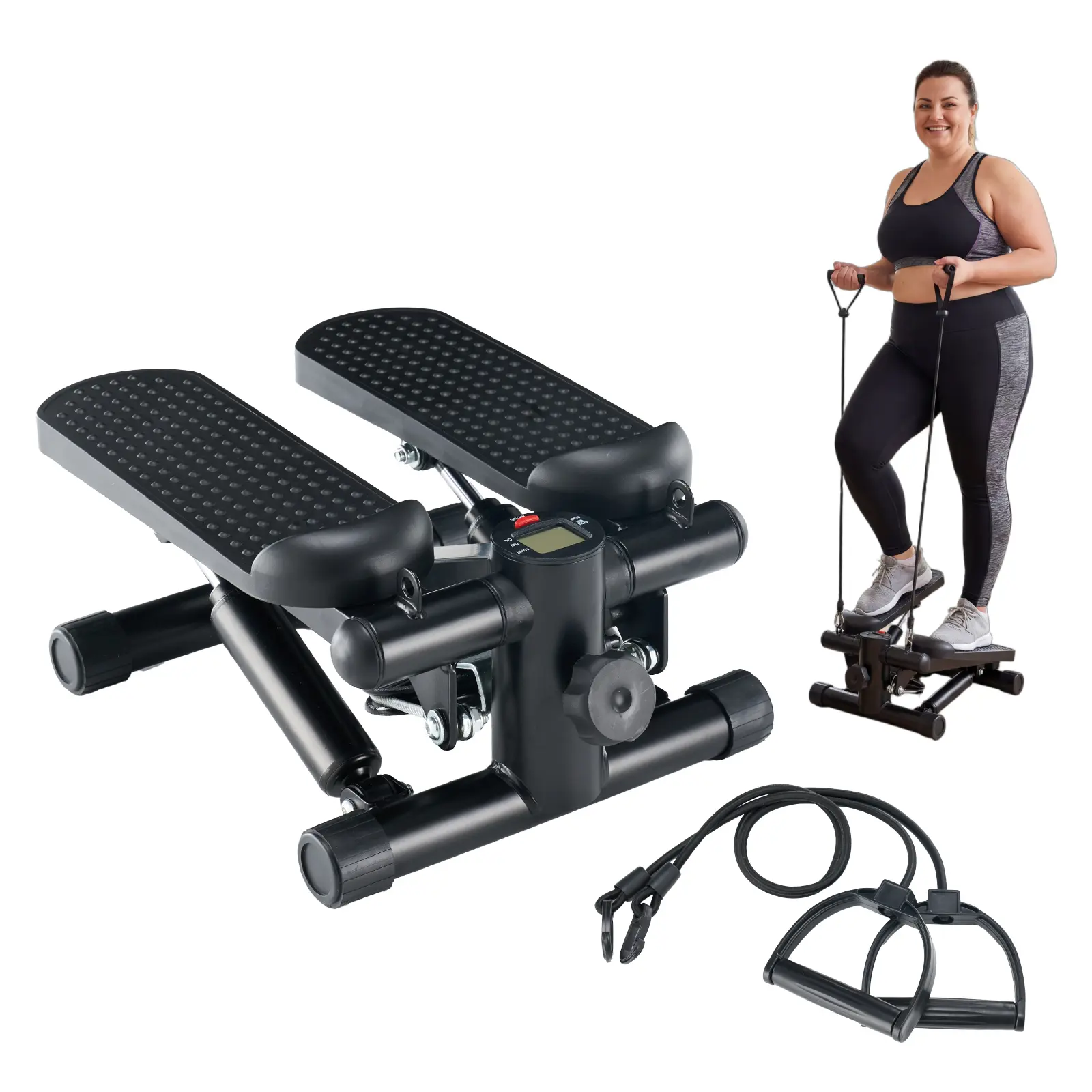 Steppers for Exercise at Home Equipment, Mini Stepper Exercise Machine for Senior Citizens, Twist Stepper with Resistance Bands