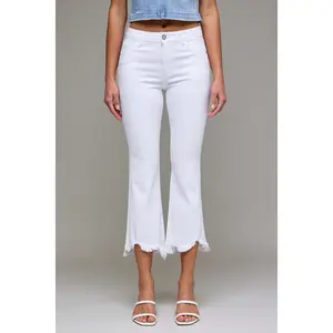 Hidden Happi White Frayed Hem Crop Flare