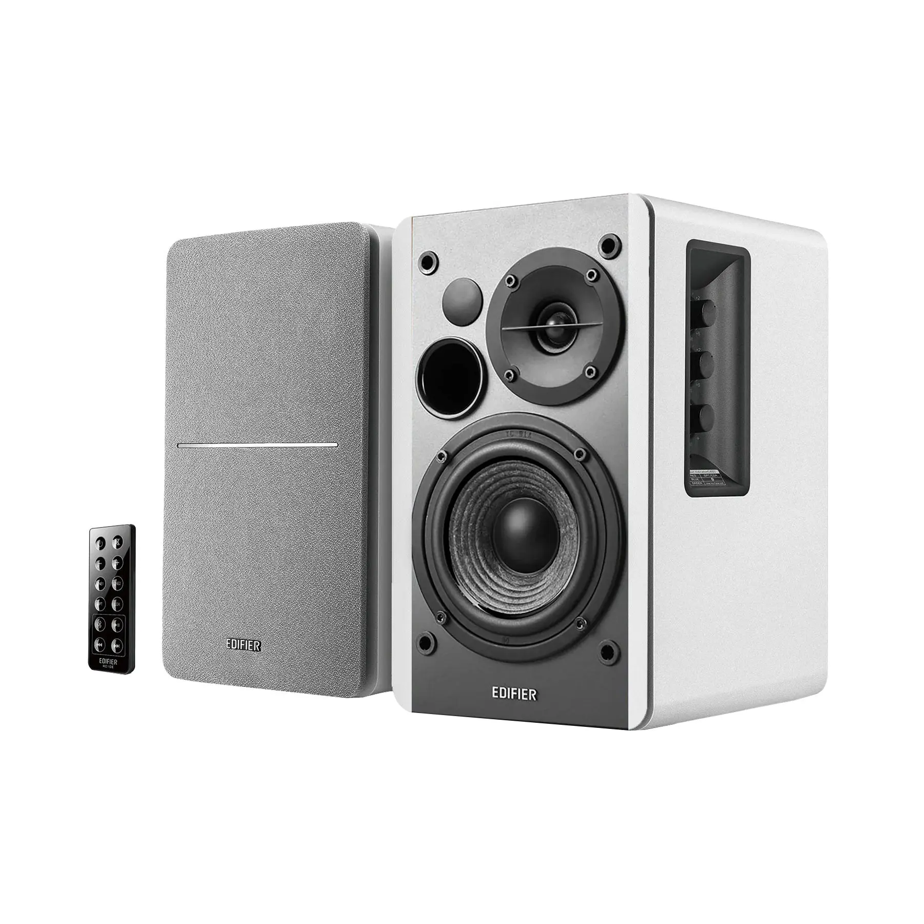 Edifier R1280DB Powered Digital Bookshelf Speakers - Bluetooth, Dual RCA, Cable Connectivity, Remote Control, High-Watts Audio for Multiple Devices (White)