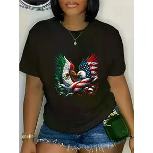 Unisex America and Mexico Flag Graphic TShirt with Vintage Mexican Roots Casual Unisex Tee