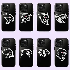 Aggressive Black & White Dodge Charger Hellcat Tough Shockproof Phone Case for iPhone 11 12 13 14 15 16 17 Pro Max Plus