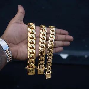 8/10/12/14mm 18k gold-plated  Width Heavy Mens Soild Cuban Link Chain Bracelet Brass Stainless Steel Miami Bangle Hip Hop Jewelry Gift fisherman hat premium belt for men