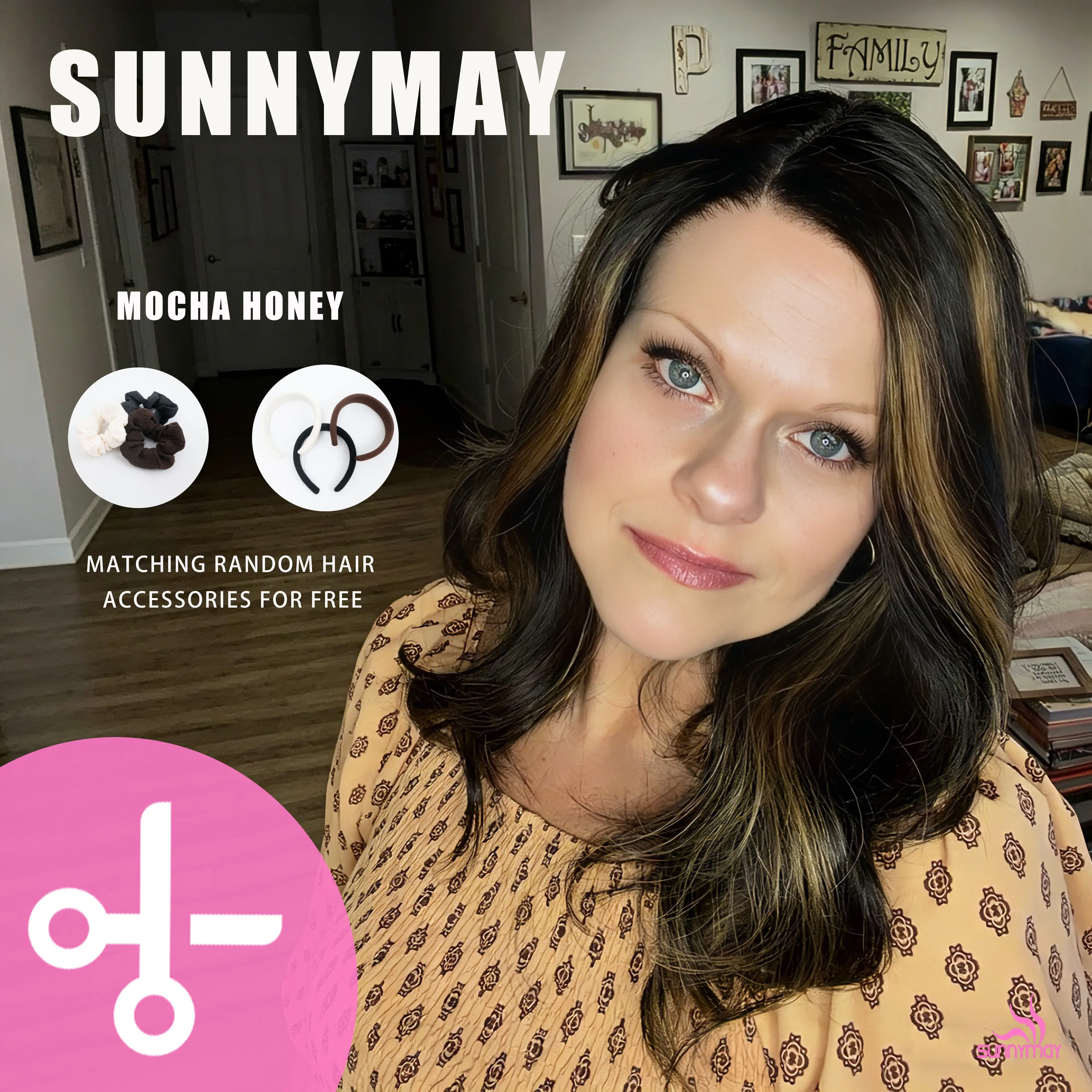 Sunnymay Hair Glueless Deep Wave Wig, Chocolate Brown Synthetic Waves for a Natural Look, 120% Low Density Heat Resistant Wigs for Beginners, Female, Adults